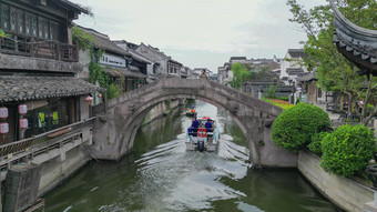 航拍浙江嘉兴西塘古镇景区