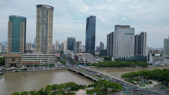 航拍浙江宁波城市风光宁波建设