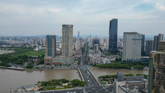 航拍浙江宁波城市风光宁波建设