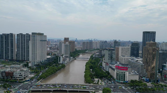 航拍浙江宁波城市风光宁波建设