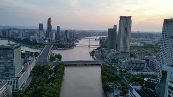 航拍浙江宁波城市风光宁波建设