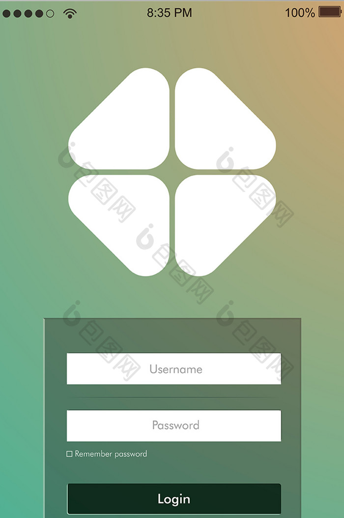 渐变注册登录移动界面UI矢量素材