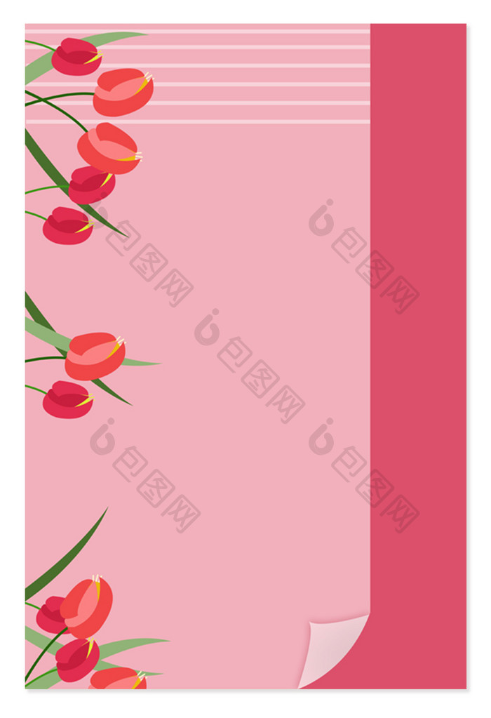 手绘粉色花卉女王节背景