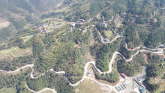 航拍巍峨大山盘山公路