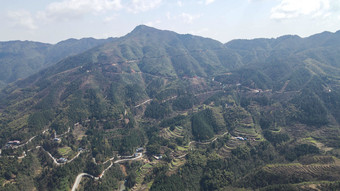 航拍巍峨大山盘山公路