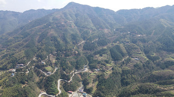 航拍巍峨大山盘山公路