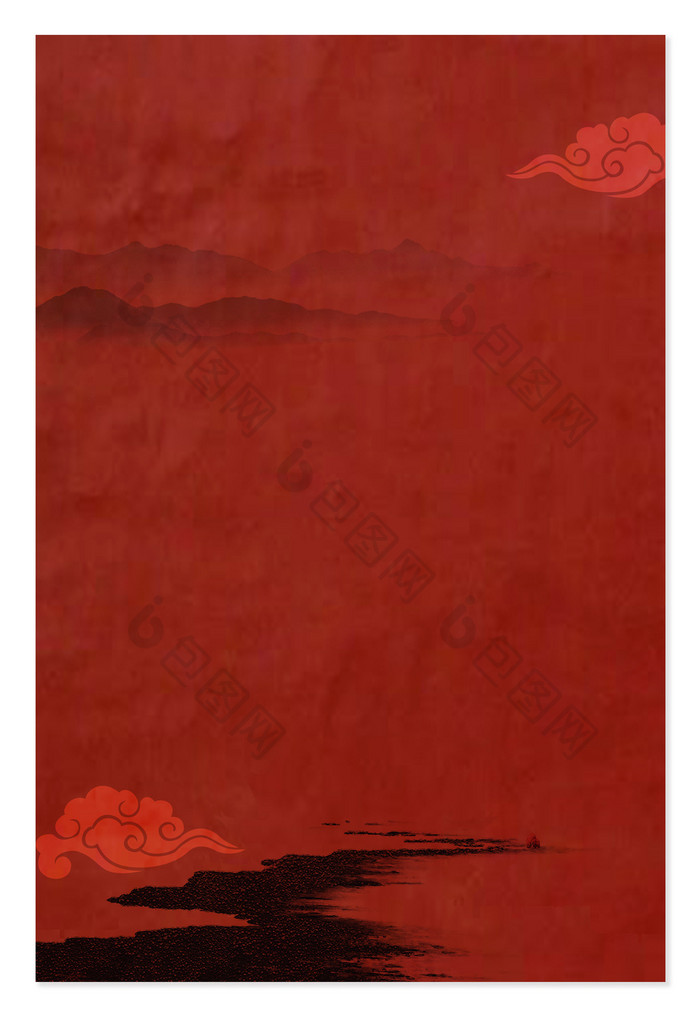 红色水墨复古中国风背景图