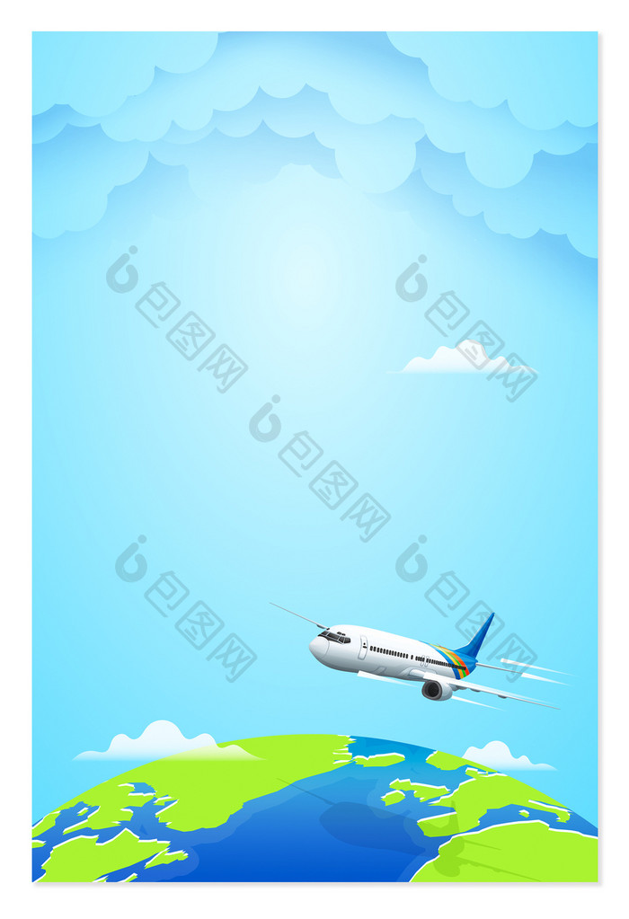 蓝色飞机地球旅游度假休闲背景图