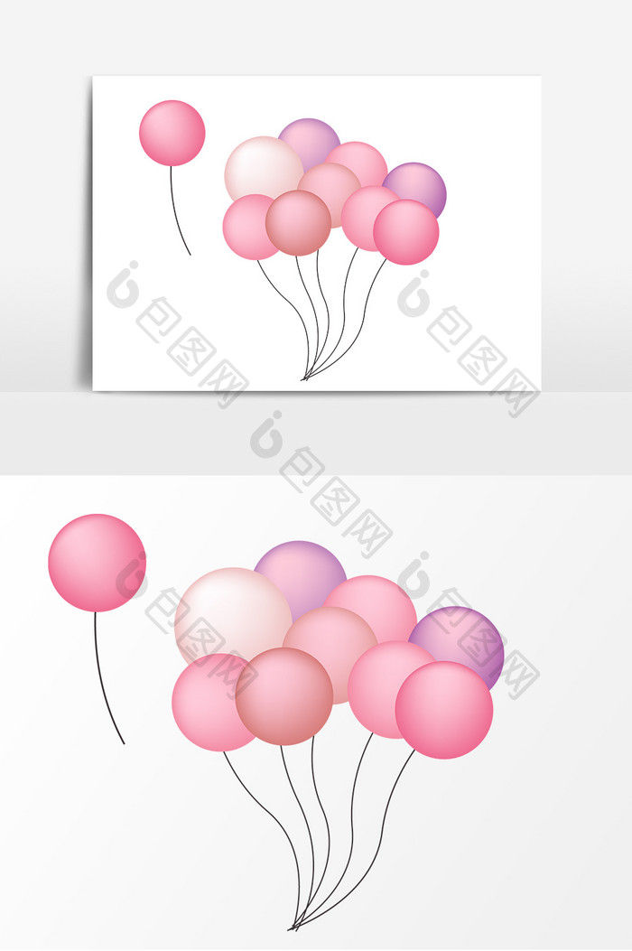 手绘粉色气球元素设计