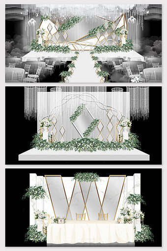 现代简约白灰色大理石欧式婚礼图片