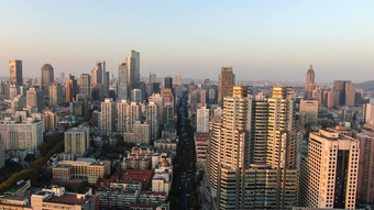 南京新街口商业圈清晨航拍