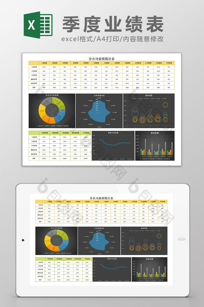 季度业绩表excel模板
