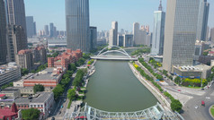 天津城市建设海河风光航拍