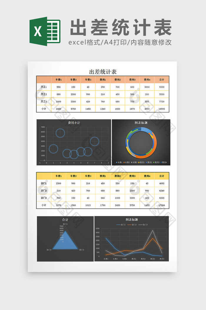 出差统计表excel模板