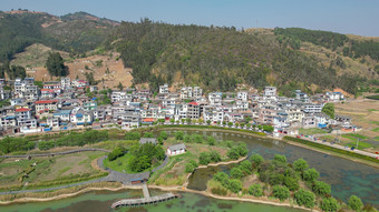 云南弥勒锦屏山后海景区航拍