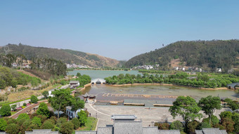 云南弥勒锦屏山后海景区航拍