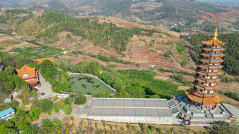 云南弥勒锦屏山景区航拍