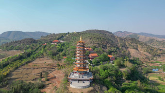 云南弥勒锦屏山景区航拍