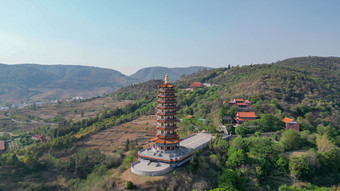 云南弥勒锦屏山景区航拍