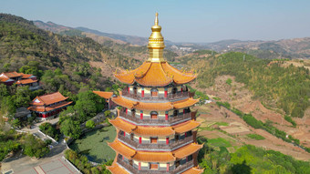 云南弥勒锦屏山景区航拍