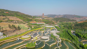 云南弥勒锦屏山景区航拍