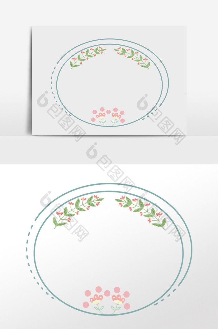 圆形花朵边框插画图片图片