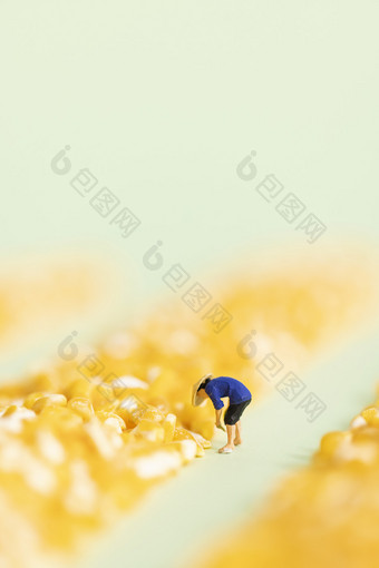 玉米碎农民秋收创意图片