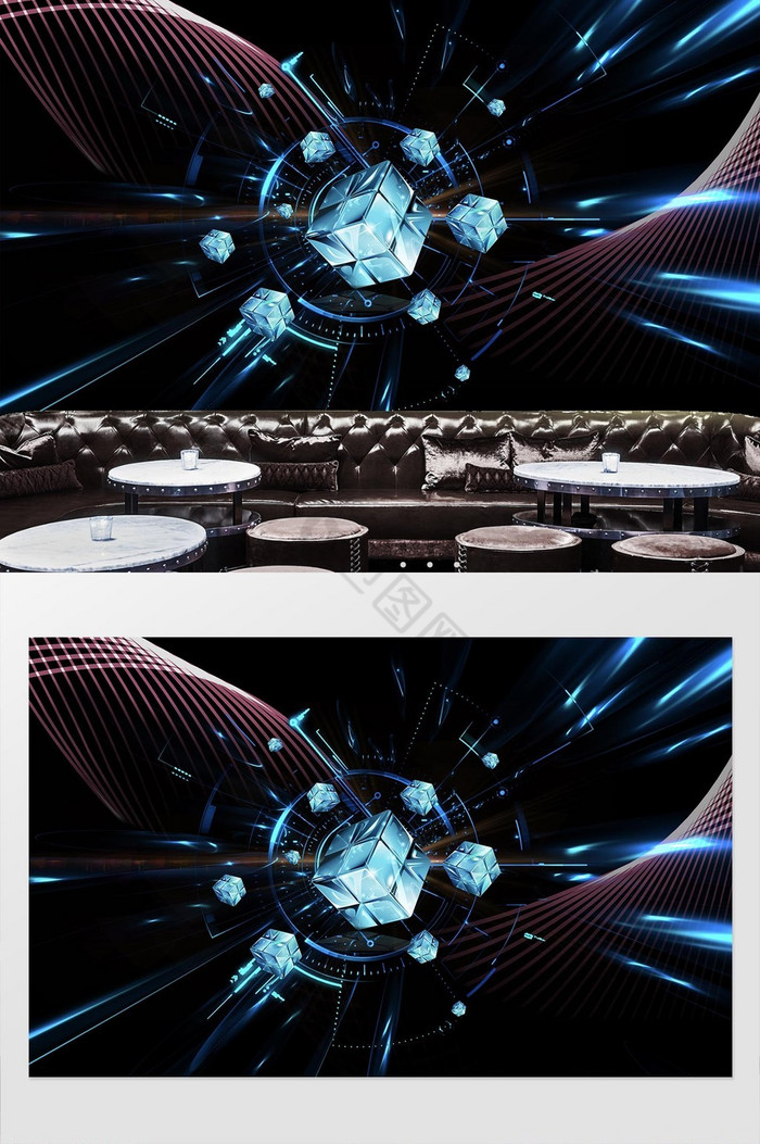 魔方科幻科技魔幻DJ潮流背景墙图片