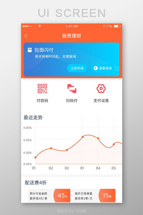 橙色简约风格折线支付条形码展示界面