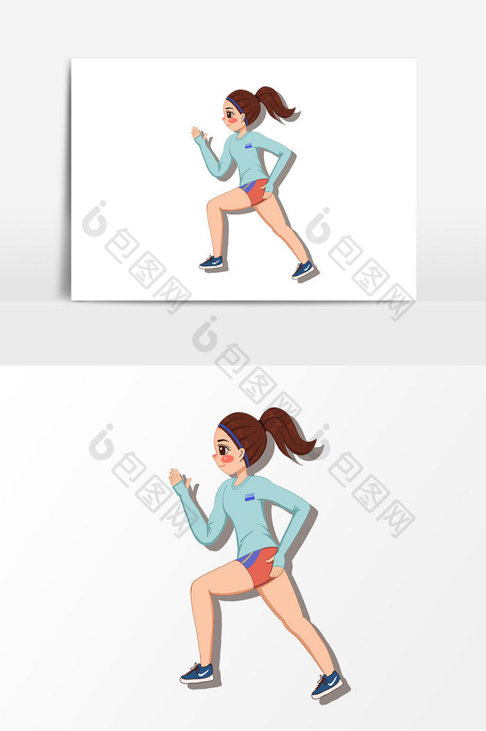 运动健身减肥卡通手绘插画