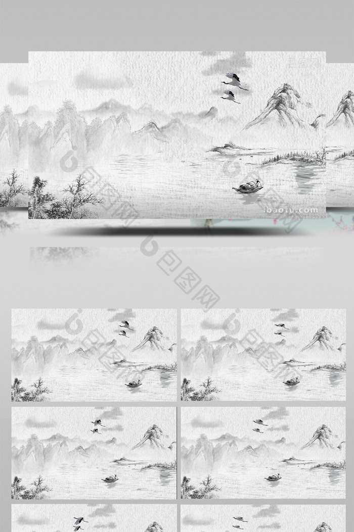 中国风水墨山水动态背景视频大屏背景视频