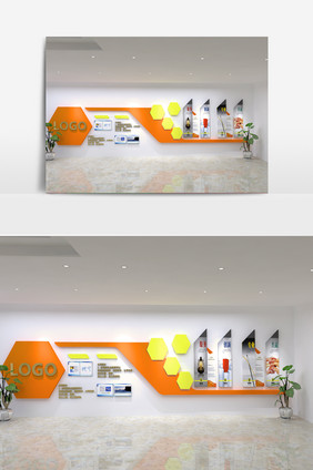 公司形象墙设计模型效果图