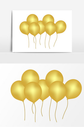 手绘金色气球飘荡元素