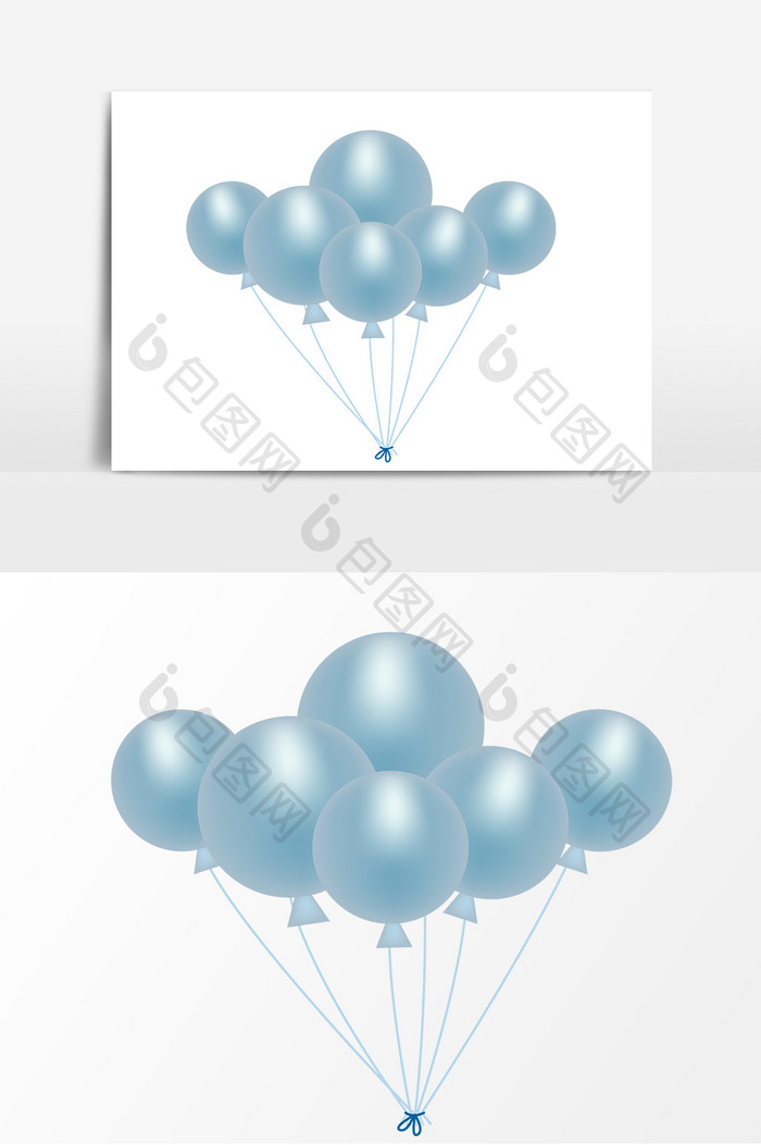 手绘可爱蓝色气球元素设计