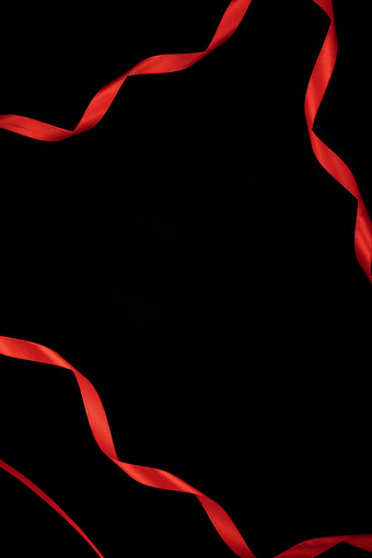 红色丝带创意亮黑色背景