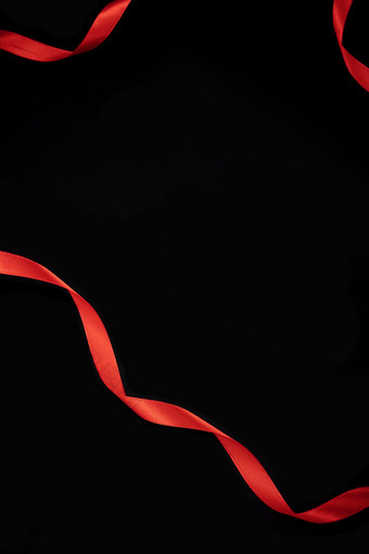 红丝带造型创意黑色海报
