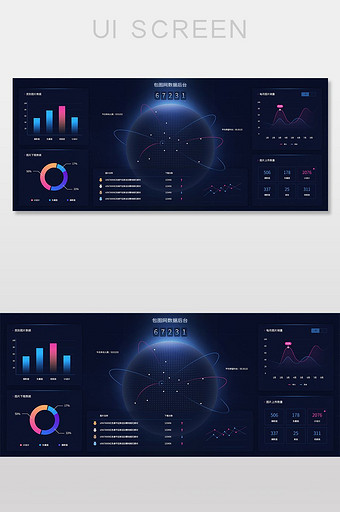 深蓝色高端科技数据可视化企业后台数据图表图片
