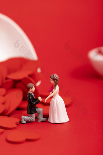 求婚表白情侣红色背景