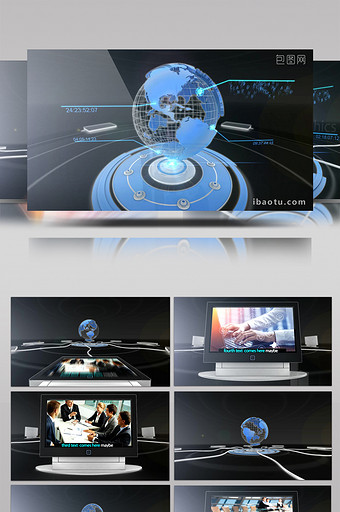 科技商务风地球与屏幕演示AE模板1图片