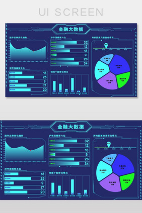 蓝色酷炫金融大数据数字可视化界面