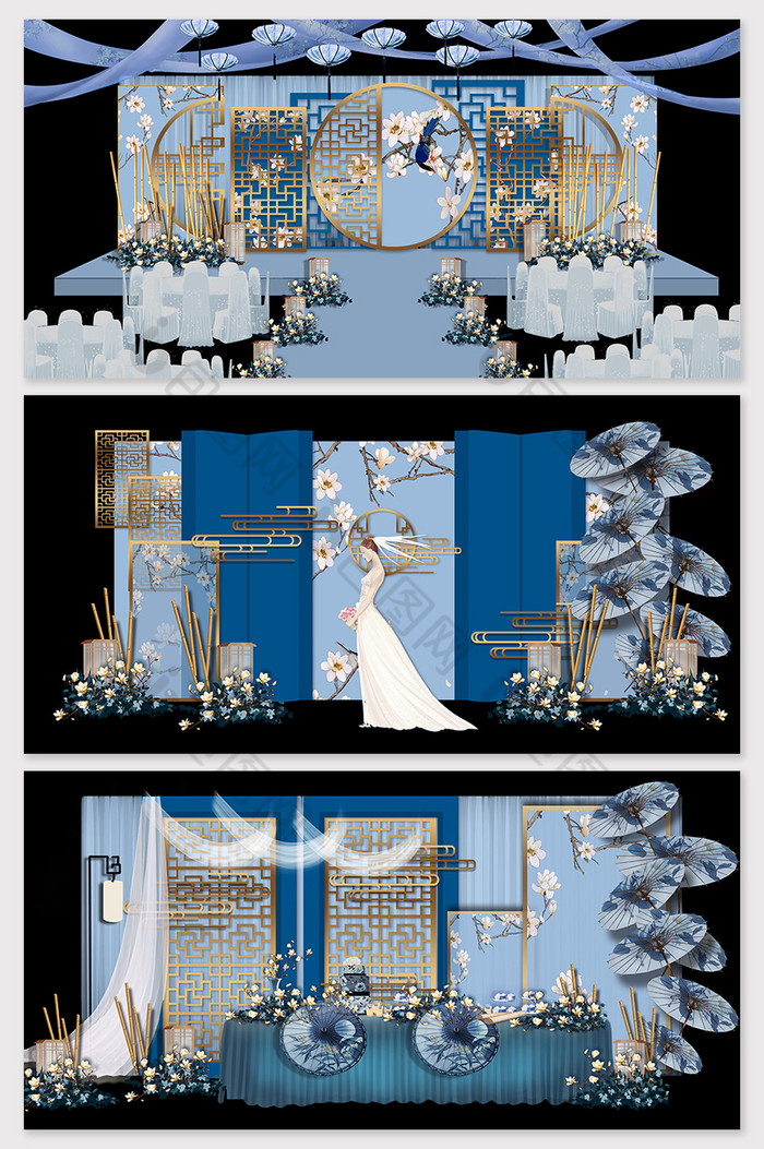 传统婚礼中国风婚礼香槟金图片