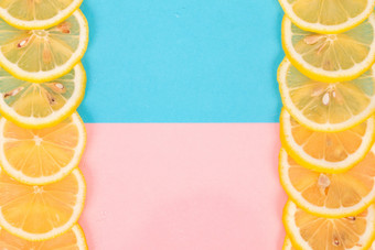 柠檬片创意拼色背景图