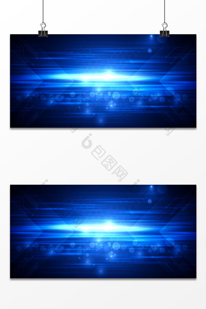 科技蓝线条光效抽象技术背景图