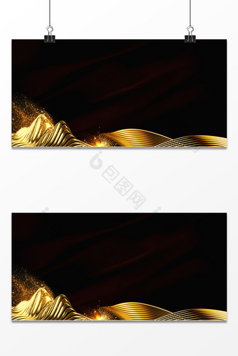 大气黑金地产金色抽象流体线条背景图图片