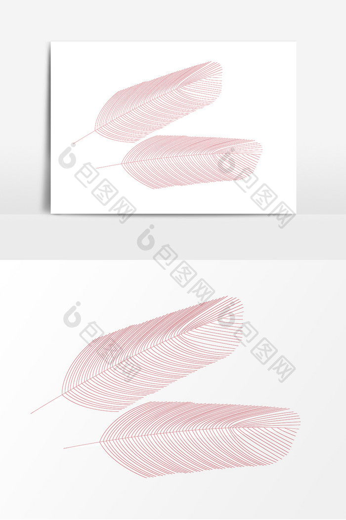 手绘红色羽毛元素设计