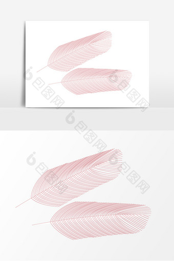 手绘红色羽毛元素设计图片