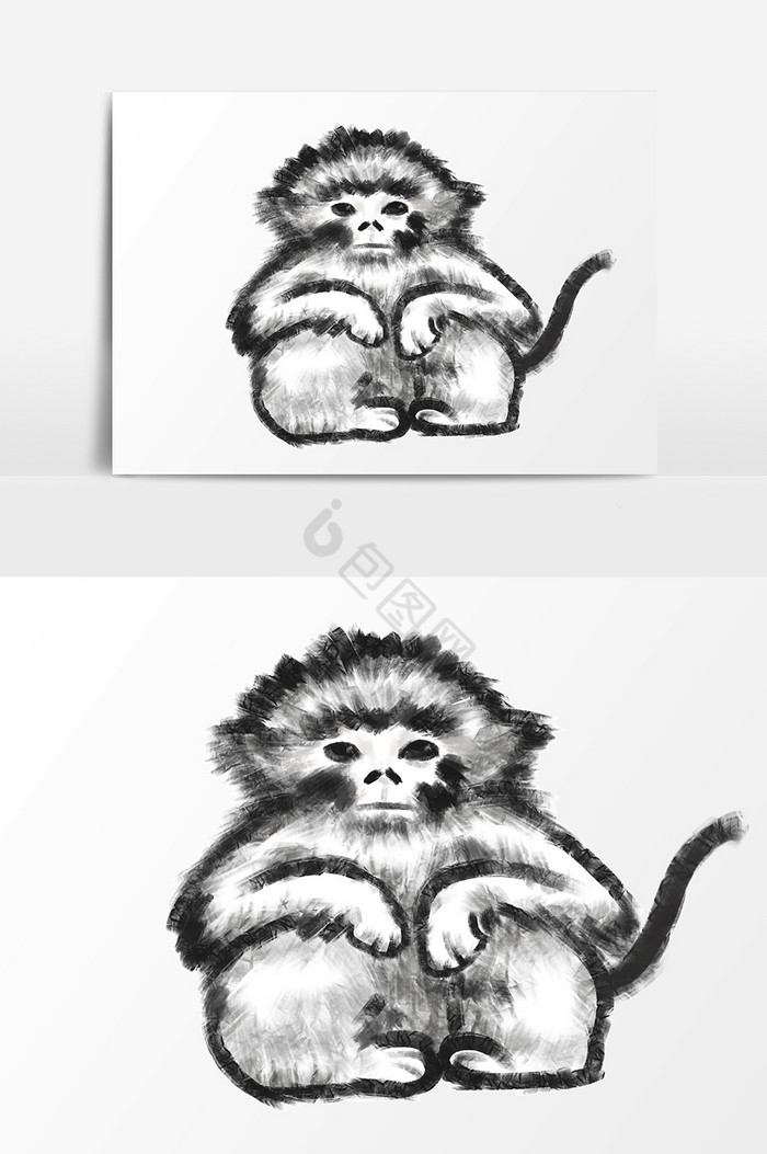 水墨猴子形象图片