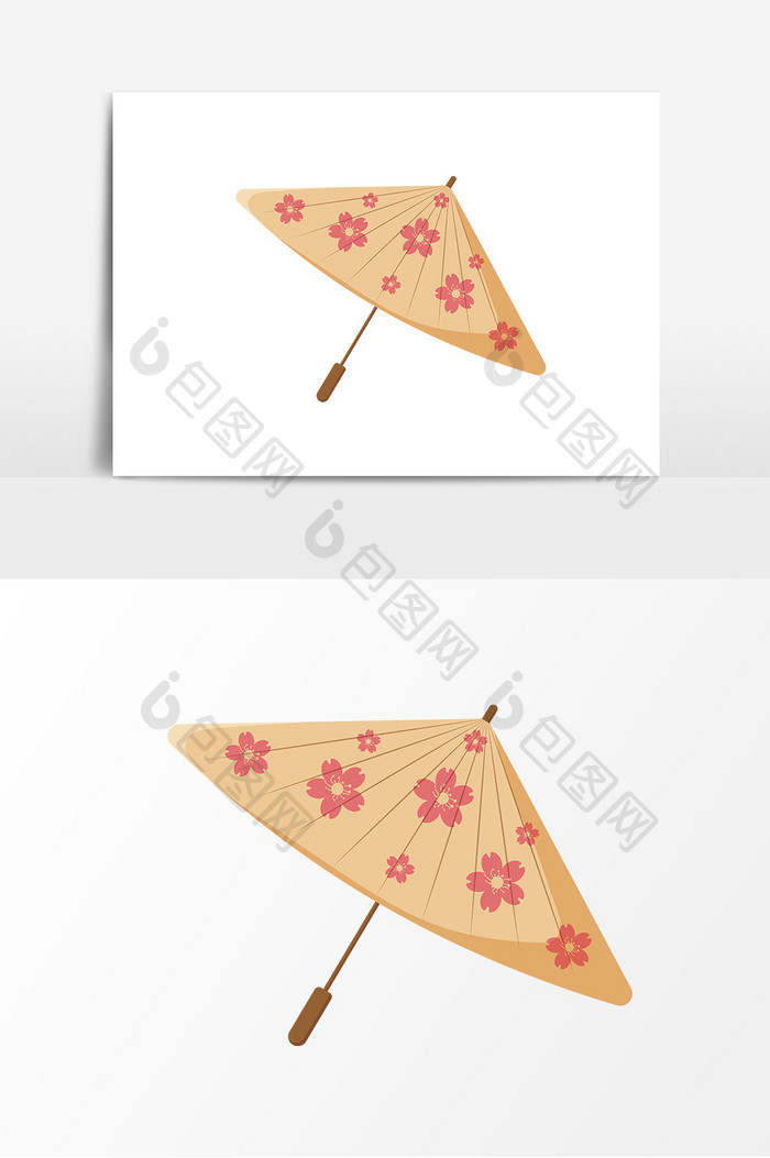 卡通樱花雨伞元素