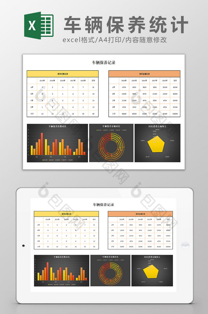 车辆保养统计excel模板