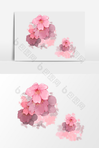 手绘卡通小清新粉色花束花朵小元素图片